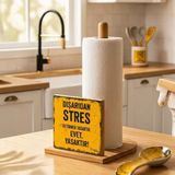 Snippy Label - Etiketli Bambu Rulo Dik Peçetelik Dekoratif Tasarımlı Dik Havluluk Organizer 27 cm - STRES