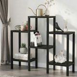 Snippy Omby - 6 Raflı Plastik Mutfak Düzenleyici Çiçeklik Banyo Rafı Ayakkabılık Kitaplık Piramit Model Organizer - Siyah