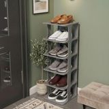 Snippy Shoe - 6 Katlı Plastik Ayakkabılık - Bölmeli Ayakkabı Dolabı Düzenleyici Raf - Gri