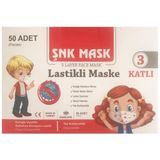 ŞNK 3 Katlı Desenli Çocuk Cerrahi Maske Telsiz 50'li