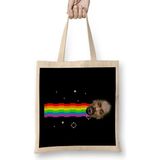 Snoop Dogg Nyan Cat Meme Bez Çanta Uzun Saplı - Açık Bej - 40 X 40