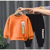 Snoopy Amor Man Bisiklet Yaka Snoopy Baskılı %100 Pamuk Tam Kışlık Özel Tasarım Erkek Çocuk Eşofman Takımı - Turuncu - Siyah - 2 Yaş