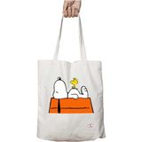 Snoopy Iki Tarafı Kalıcı Baskılı Yıkanabilir Okul Plaj Omuz Bez Çantası