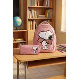 SNOOPY Lisanslı Fiyonklu Çocuk Sırt Çantası ve Çift Bölmeli Kalemlik Okul Seti