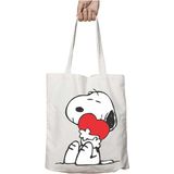 Snoopy Love Kalp 2 Iki Tarafı Kalıcı Baskılı Yıkanabilir Çanta