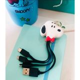 Snopy Iphone Micro Type-C Şarj Çoklu Şarz Kablosu Anahtarlık Hediyelik - Beyaz