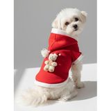 Snow Buddy Kırmızı Xmas Köpek Kıyafeti | Kapüşonlu Polar Noel Sweatshirt | Küçük Irklar İçin