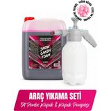 Snow Foam 5 Litre Pembe Köpük Oto Şampuanı ile 2 Litre Köpük Pompası - Araç Yıkama Temizlik Seti - 5 kg