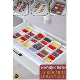 Snow Homs 1-Adet 5 Bölmeli Organizer Kutusu - Dolap İçi-Makyaj -Mutfak dolabı Düzenleyici ölçü: 29x9.6x7cm