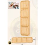 Snow Homs Bambu 4 Bölmeli Sunum Tabağı Kahvaltılık , Çerezlik, Sunumluk, Dikdörtken - 33 x 9.5 cm
