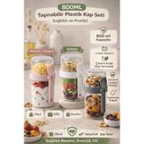 Snow Homs Yoğurt Müsli ve Atıştırmalık Kabı 800 ml Bölmeli Granola Kabı Kaşıklı Snack Kabı - 1 Adet
