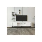Snow Modern Duvara Monte Raflı Tv Ünitesi- Beyaz & Antrasit Renk Seçenekleri Beyaz