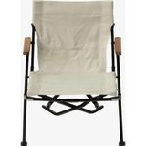 Snow Peak Luxury Low Beach Chair, Katlanabilir Kamp Sandalyesi, Ahşap Kollu, Düşük Sırtlı - Krem