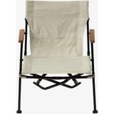 Snow Peak Luxury Low Beach Chair, Katlanabilir Kamp Sandalyesi, Ahşap Kollu, Düşük Sırtlı - Krem