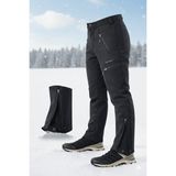 Snowmount Erkek Siyah Softshell Su İtici Rüzgar Geçirmez İçi Polarlı Paça Fermuarlı Outdoor Kışlık Pantolon - XL