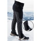 Snowmount Paça Fermuarlı Siyah Antrasit Kışlık Outdoor Su Itici Rüzgar Geçirmez Softshell Pantolon - Antrasit - Siyah - 4XL