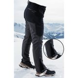 SNOWMOUNT Siyah Antrasit Renk Paça Fermuarlı Softshell Soğuğa Karşı Dayanıklı Polarlı Kışlık Outdoor Pantolon