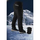 SNOWMOUNT Siyah Renk Outdoor Soğuğa Karşı Dayanıklı Polarlı Kışlık Softshell Paça Fermuarlı Şık Pantolon