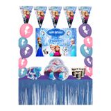 snowparty Frozen Elsa Afişli Metalize Masa Etekli 8 Kişilik Doğum Günü Parti Malzemeleri Süsleri Seti