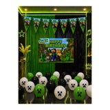 snowparty MiNecRaFt Dekor Perdeli Doğum Günü Parti Malzemeleri Süsleri Seti