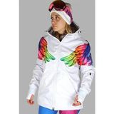Snowsea White Angel Kadın Kayak Montu Beyaz Renkli Kanat Desenli XS Beden Özellikli