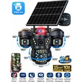 Snr 4G 3 Lensli Sım Kartlı 360° Ptz Solar Güvenlik Kamerası Güneş Panelli Gece Görüşlü Dış Mekan