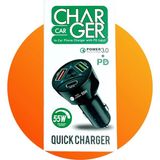 ŞNR Elektronik CR10 3 Çıkışlı Çakmaklık Şarj Seti USB Type-C Car Charger 55W Pd Qc - Siyah