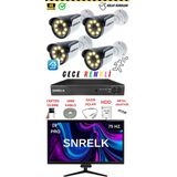 Snrelk 19'' Monitör 5Mp Lens 4'Lü Warm Lıght Gece Renkli 320 Gb Güvenlik Kamerası Set