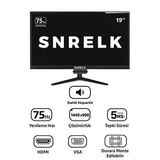 SNRELK 19'' SESLİ (DAHİLİ HOPARLÖR) GENİŞ EKRAN (HDMI-VGA) LED MONİTÖR (B.Siyah)