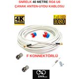SNRELK 40 METRE RG6 U6 FULL HD 3D-4K TV-ÇANAK-UYDU-LNB KABLOSU ( F KONNEKTÖRLÜ TAK ÇALIŞTIR )