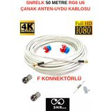 Snrelk 50 Metre F Konnektörlü 48 Tel Rg6 U6 Full Hd 3D 4K Anten-Tv-Çanak-Lnb Kablosu