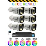Snrelk 6'lı Gece Renkli Yüz Tanıma ve Hareket Algılamalı Full Hd Güvenlik Kamera Set