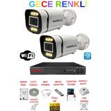 Snrelk Hama 1080P Full HD Gece Renkli Güvenlik Kamerası Seti 320GB Depolama Özellikli - Beyaz