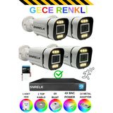 Snrelk Sencrom 4'Lü 6X Warm Led 1080P Gece Renkli Su Geçirmez Güvenlik Kamera Set