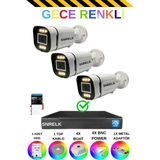 Snrelk Sencrom Hama 3 'lü 1080P Full Hd 320 GB Gece Renkli Güvenlik Kamerası Set - Beyaz