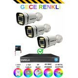 Snrelk Sencrom Hama 3 'Lü 1080P Full Hd 320 Gb Gece Renkli Güvenlik Kamerası Set