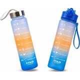 Sns Ticaret 3'lü Motivasyonel Matara Seti (2l - 900ML - 500ML) - Tritan Pipetli Sporcu Su Şişesi Bpa Free - 2'li 900-500 ml - Çok Renkli-KR1