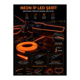 SNSTİCARET Araç Içi Torpido Ledi Şerit Led Ip Led Neon Kırmızı 2 Metre
