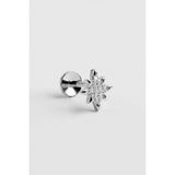 So CHIC... Kutup Yıldızı 18 Ayar Beyaz Altın Kaplama Gümüş Flat-Lobe Piercing