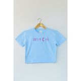so cool Light Blue Crop T-shirt Witch Cadı Mavi Renk Kadın Tişört Baby Tee