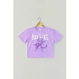 so cool Meowtallica Rock Cat Metallica Kedi Gitar Kadın Tişört Baby Tee Lila Crop T-shirt