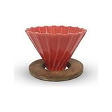So Delicious Ahşap Standlı V60 Seramik Dripper No.2 Kırmızı Kahve Demleme, Barista Dripper, V60 Kahve Filtresi