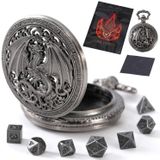 Soar Forge DND için Mikro Metal Zar Seti: MiniChrono'nun İçi Boş Ejderhada Minik, Mini Zar Cep Saati - Zindanlar ve Ejderhalar için Taşınabilir Zar (D&D) TTRPG Aksesuarı (Tunç + Demir Zar)
