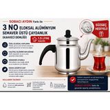 Sobacı Aydın 3 Numara Alüminyum Semaver Üstü Çaydanlık - Kahveci Demliği 1 Adet 1,5 Lt - 1BW-Beyaz