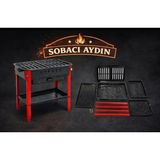 Sobacı Aydın Büyük Boy Pratik Sökülebilir Portatif Tepsili Piknik Mangalı Emaye