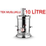 sobapark 10 Litre Paslanmaz Krom Odunlu Kömürlü Çay Semaveri Odunlu Kömürlü Semaver Tek Musluklu Semaver 10 L