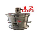 Sobapark 12 Litre Paslanmaz Metal Odunlu Kömürlü Çay Semaveri Odunlu Kömürlü Semaver Tek Musluklu Semaver