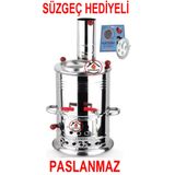 sobapark Çift Musluklu Odunlu Kömürlü Çay Semaveri Odunlu Kömürlü Paslanmaz Semaver 5 Litre