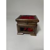 Sobe Hediyelik Ceviz Kilim El Dokuması Ön Tarafı Oyma Desenli Sandık - 18 x 18 - Kahverengi