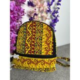 Sobe Hediyelik Sarı Etnik Desenli Dokuma Mini Kilim Sırt Çantası – El Yapımı Renkli Günlük Çanta